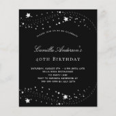 誕生日パーティー黒銀の星の予算エレガント額 チラシ (正面)