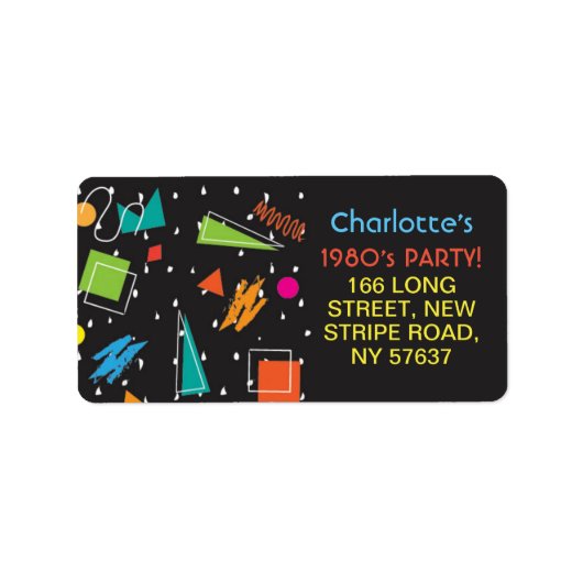 誕生日パーティー1980の80年代のラベル住所 ラベル (正面)