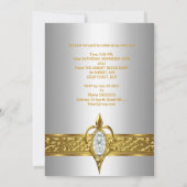 誕生日パーティー30thシルクホワイトダイヤモンド金ゴールドジュエル 招待状 (裏面)