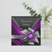 誕生日パーティー30thゼブラパープルブラックマゼンタ 招待状 (スタンド正面)