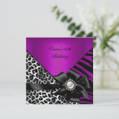 誕生日パーティー30thゼブラヒョウ紫ピンクプラム 招待状 (スタンド正面)