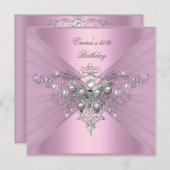 誕生日パーティー30thピンクパールバタフライ 招待状 (正面/裏面)