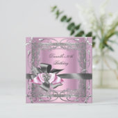 誕生日パーティー30thライトピンクシルバーグレイ 招待状 (スタンド正面)