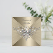 誕生日パーティー30th金ゴールドコーヒーピンクパール 招待状 (スタンド正面)