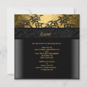 誕生日パーティー40thアジア金ゴールドバンブーブラックフローラ 招待状 (裏面)