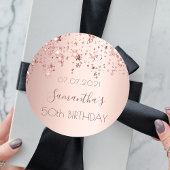 誕生日パーティー50バラ金ゴールド光沢のある星のキラキラ ラウンドシール