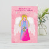 誕生日パーティー5th私たちの小さなエンジェルピンク 招待状 (スタンド正面)