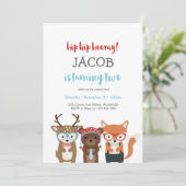 誕生日パーティー |おもしろい森林動物 招待状 (スタンド正面)