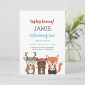 誕生日パーティー |おもしろい森林動物 招待状 (スタンド正面)