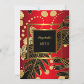 誕生日パーティー どんな年齢でも ゴールド レッド フラワーリング 招待状 (裏面)