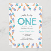 誕生日パーティー |アイスクリームのご招待 招待状 (正面/裏面)