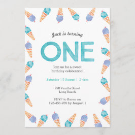 誕生日パーティー |アイスクリームのご招待 招待状