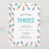 誕生日パーティー |アイスクリームのご招待 招待状 (正面/裏面)