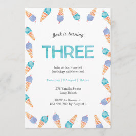 誕生日パーティー |アイスクリームのご招待 招待状