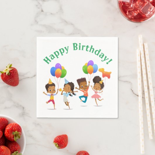 誕生日パーティー(アフリカ系アメリカ人) スタンダードカクテルナプキン (インサイチュ)