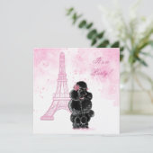 誕生日パーティー エッフェル塔 & ブラックプードル 招待状 (スタンド正面)