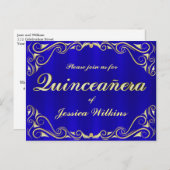 誕生日パーティー エレガント リーガル ゴールデン キンセアニエラ 案内ポストカード (正面/裏面)