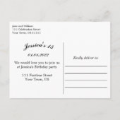 誕生日パーティー エレガント リーガル ゴールドのキンセアニエラ 案内ポストカード (裏面)