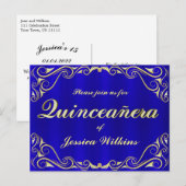 誕生日パーティー エレガント リーガル ゴールド キンセアニエラ 案内ポストカード (正面/裏面)