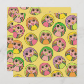 誕生日パーティー オウル レインボー柄 招待状 (正面/裏面)