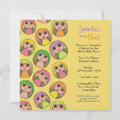 誕生日パーティー オウル レインボー柄 招待状 (裏面)