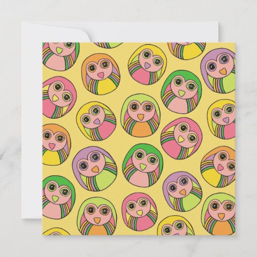 誕生日パーティー オウル レインボー柄 招待状 (正面)