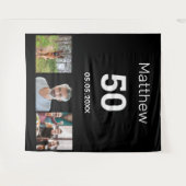 誕生日パーティー オーダーメイド フォト モノグラム 黒 タペストリー (正面(横))