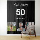 誕生日パーティー オーダーメイド フォト モノグラム 黒 タペストリー (インサイチュ)