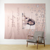 誕生日パーティー オーダーメイド フォト ローズゴールド ピンク ダイヤモンド タペストリー (インサイチュ(横))