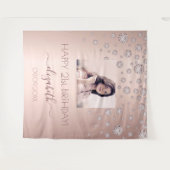 誕生日パーティー オーダーメイド フォト ローズゴールド ピンク ダイヤモンド タペストリー (正面(横))