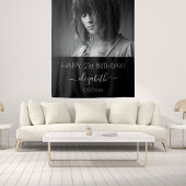 誕生日パーティー カスタム フォト ブラック ホワイト モダン タペストリー