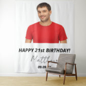 誕生日パーティー カスタム フォト 白 モダンな男性 タペストリー (インサイチュ)