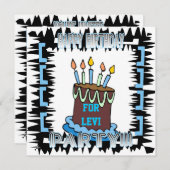 誕生日パーティー ケーキとキャンドルのお誘い 招待状 (正面/裏面)