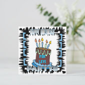 誕生日パーティー ケーキとキャンドルのお誘い 招待状 (スタンド正面)