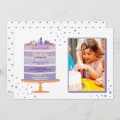 誕生日パーティー ケーキ フォト 招待状 どんな年齢でも 4歳 5歳 6歳 (正面/裏面)