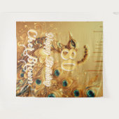 誕生日パーティー ゴールドドリッピング | グリッター ピーコック タペストリー (正面(横))