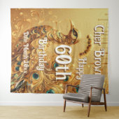 誕生日パーティー ゴールドドリッピング | グリッター ピーコック タペストリー (インサイチュ(横))