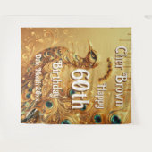 誕生日パーティー ゴールドドリッピング | グリッター ピーコック タペストリー (正面(横))