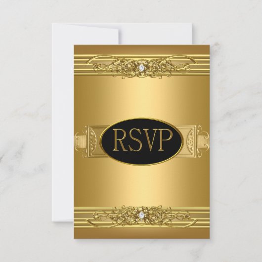 誕生日パーティー ゴールド ダイヤモンド RSVP 返信 (正面)