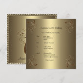 誕生日パーティー ゴールド フラワー 40歳 招待状 (正面/裏面)