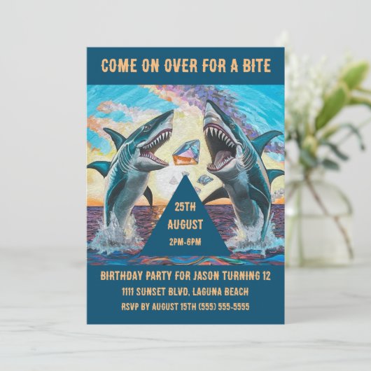 誕生日パーティー-サメの歯ぎしり輝く宝石- 招待状 (スタンド正面)