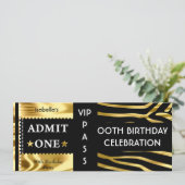 誕生日パーティー シマウマ ゴールド ブラック 入場券 招待状 (スタンド正面)
