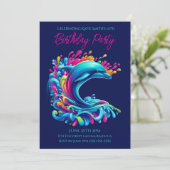 誕生日パーティー – ドルフィカラフルルスプラッシュ 招待状 (スタンド正面)