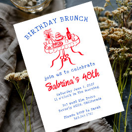 誕生日パーティー　バフェテーブル　手描き　カスタム 招待状