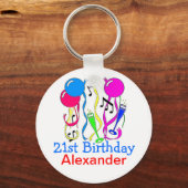 誕生日パーティー – バルーン21stパーソナライズ! キーホルダー (正面)
