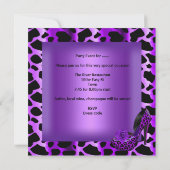 誕生日パーティー パープル レオパード ブラック シューズ 招待状 (裏面)