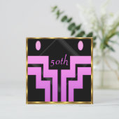 誕生日パーティー ピンク ブラック 招待状 (スタンド正面)