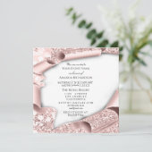 誕生日パーティー ブライダルシャワー 3D ホワイトローズ 招待状 (スタンド正面)