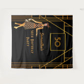 誕生日パーティー ブラックゴールド 1920年代のアールデコスタイル タペストリー (正面(横))