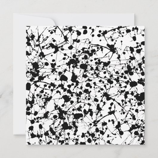 誕生日パーティー-ブラック絵を描（ばちゃばちゃ）跳ねるパーティーハット 招待状 (裏面)